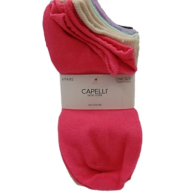 Calcetines para mujer No Show multicolores 6 pares mezcla de poliéster OSFA Capelli nuevos con etiquetas Foto 1 de 4