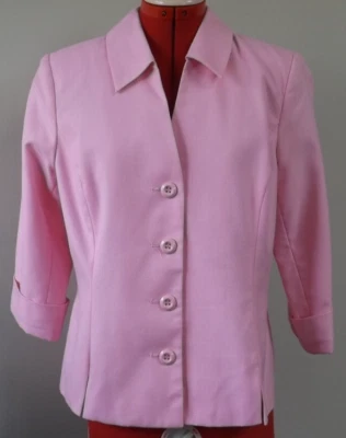 Nuevo Blazer NUEVO SIN ETIQUETAS DRESSBARN Talla 10 Rosa Ajustado Cuello Abotonado Manga 3/4 Forrado Foto 1 de 4