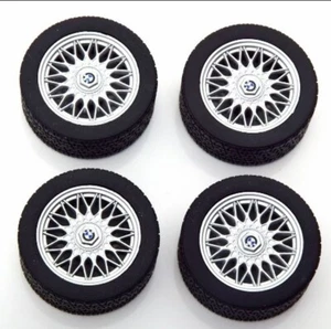 KKDCACC019 KK scale 1:18 BMW E30 wheels and tires set 18” black/silver - Picture 1 of 1