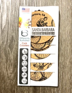 Santa Barbara Cork Coasters with Differently Illustrated Brown - Picture 1 of 3