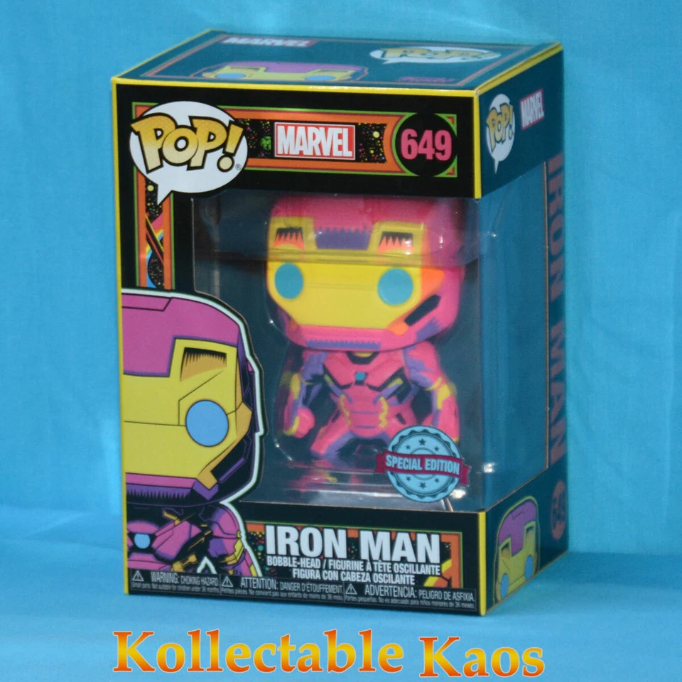 Pop Vinyl Marvel Superheroes 649 Iron Man Blacklight Post