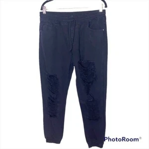 Jeans jogger 8th of LA invecchiati neri taglia large - Foto 1 di 12