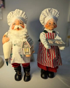 Annalee Christmas 2004 "Gingerbread House Chef Santa & Mrs. Claus" hornear 13" - Imagen 1 de 11