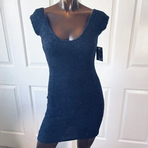 Vestido de fiesta de punto brillante azul marino marca Disclosure talla M - Imagen 1 de 5