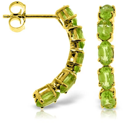 Pendientes de peridoto natural de oro macizo de 14K de 2,5 quilates Foto 1 de 4