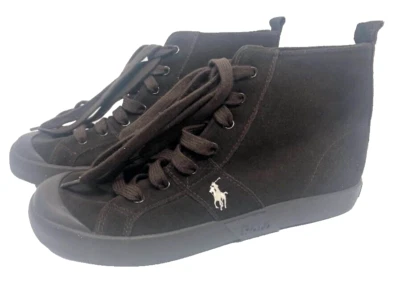 Tênis Polo Ralph masculino tamanho 6 camurça cano alto vintage marrom juvenil - Imagem 1 de 4