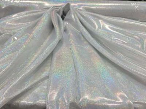 Tela vendida por yarda holograma iridiscente brillante poliéster spandex - Imagen 1 de 6