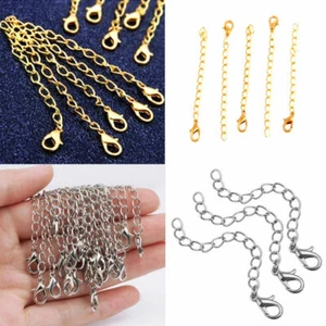 DIY 30pc Silver Gold Necklace Extender Jewelry Extension Chain 75mm / 3" + Clasp - Picture 1 of 6
