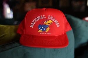 Vintage KU Jayhawks Hat Kansas 1988 Champs SnapBack Foam Trucker Mesh  Cap - Picture 1 of 9