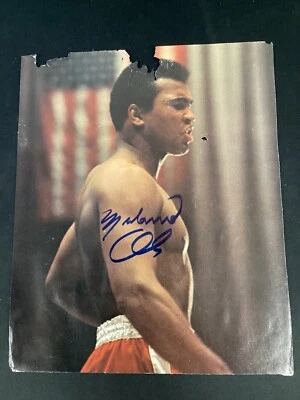 Muhammad Ali Signed Photo 8x9 Mag Page Boxing Vintage Autograph Damage PSA/DNA 4 - Image 1 of 4