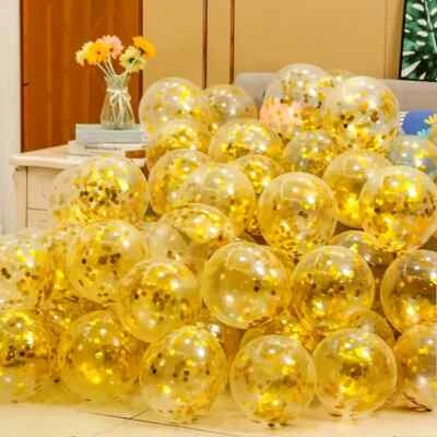Gold confetti Balloons Gold Balloons Helium BALONS LATEX BIRTHDAY WEDDING BALONS - Image 1 of 4