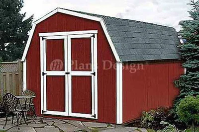 12' x 8' Barn / Gambrel Style Storage Shed Plans, Material List Included #31208