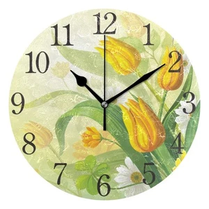 Wall Clock Silent 9.5 Inch Battery Operated Non Ticking Round Decorative Acry... - Picture 1 of 6