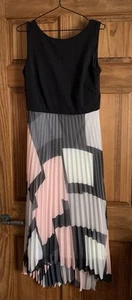 ROMAN Black/Colour Block Fit/Flare Pleated dress -Size 12 (New Without tags) - Picture 1 of 6