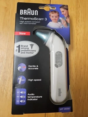 Termómetro de oído compacto Braun ThermoScan 3 suave precisión alta velocidad IRT 3030 Foto 1 de 2