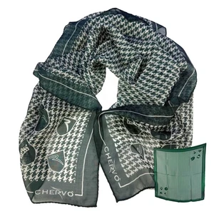original CHERVO Golf Seidentuch Schal 100% Seide Ychervo grün gemustert 36F neu - Bild 1 von 1