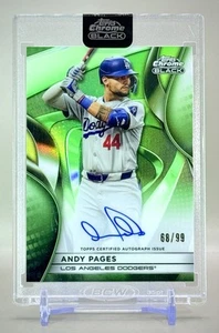 Andy Pages 2025 Topps Chrome Black #CBA-APA Green Refractor Auto #/99 SP Dodgers - Picture 1 of 2