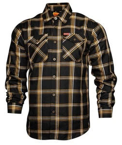 Camisa Dixxon Para Hombre Grande Negra Naranja A Cuadros Abotonada El Podio Franela Bolsillos - Imagen 1 de 15