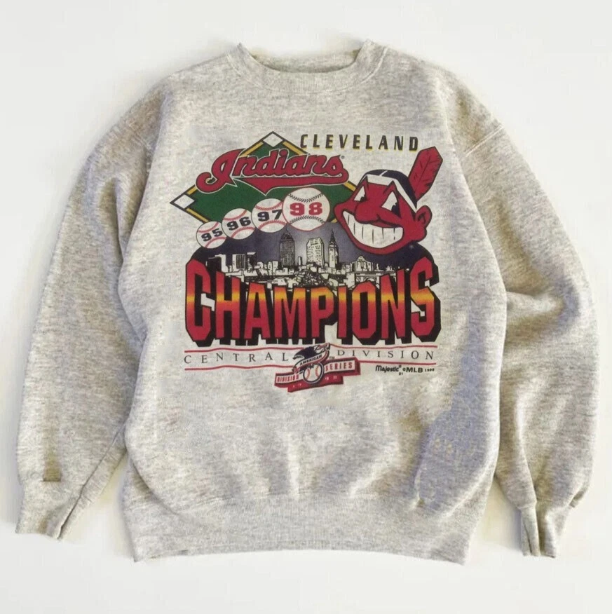 90s Cleveland Indians Sweatshirt 1998 Crewneck Guardians Division Champs HN0334 - Image 1 of 1
