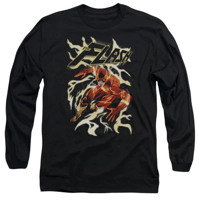 Jla Electric Run Mens Long Sleeve Shirt Black Officially Licensed - Image 1 of 3