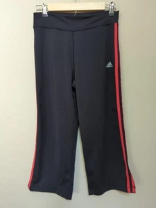 Adidas Ladies Sz L Capri Yoga Leggings Black Logo Athletic Climalite - Picture 1 of 8
