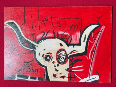 Jean-Michel Basquiat(手工制作)密封丙烯酸涂料木质尺寸12.99x9.05 — 第 1/4 张图片