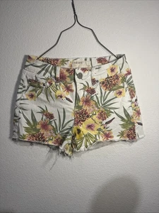 Pantalones Cortos Banjara Estampado Floral Cintura Alta Dobladillo Envejecido Informales Talla 3/25 Verano - Imagen 1 de 4