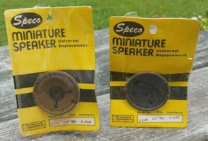 Pair-2 NOS 1970's SPECO 1-3/4" # U108 Round SPEAKERS Sealed Orig Plastic on Card - Picture 1 of 10