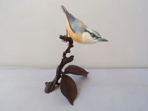 Albany Royal Worcester Porcelain Nuthatch Bird On A Bronze Branch - Picture 1 of 9
