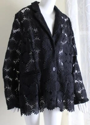 NUEVO CON ETIQUETAS Chaqueta Blazer Berek Talla 1X 1XL Negra Encaje Floral Margarita Pieza Increíble Foto 1 de 4