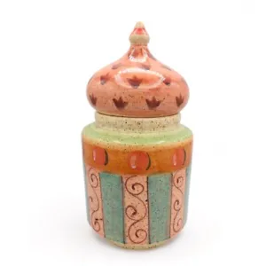 Horchow Medici Italy Tuscany Colorful Ceramic Kitchen Medium Canister 11" EUC - Picture 1 of 13
