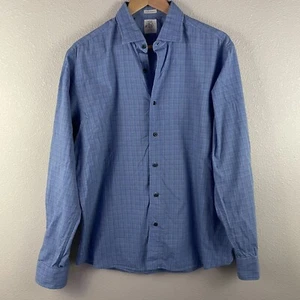 Taylor Stitch Mens Plaid Blue With Green Stripe Long Sleeve Button Down Shirt - Picture 1 of 5