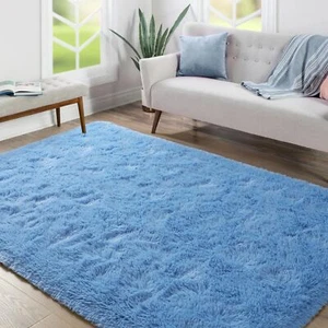 Living Room Rug 4x6 Area Rug Cobolt Blue Fluffy Rugs for Bedroom Fuzzy Rugs f... - Picture 1 of 7
