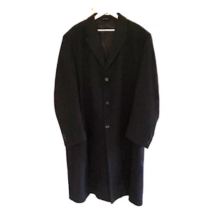 Jos A Bank Black OverCoat Size 46L Long Dress Top Coat 100% Wool Executive - Picture 1 of 8