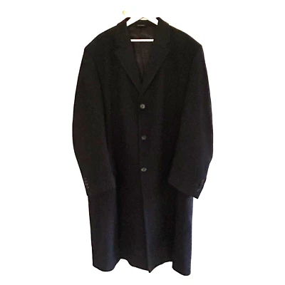 Jos A Bank Black OverCoat Size 46L Long Dress Top Coat 100% Wool Executive - Image 1 of 4