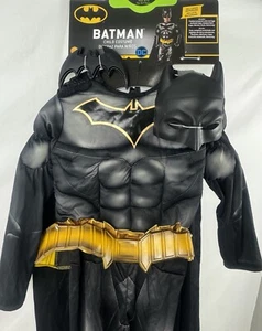 DC Batman Boys Jumpsuit, Cape, Mask, Boot Tops & Gloves Halloween Costume size M - Picture 1 of 7