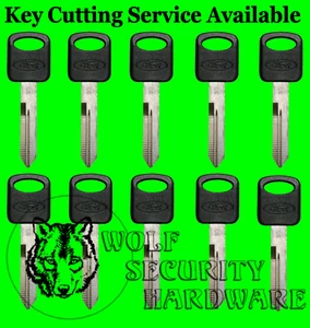 Lot of Ten (10) OEM Ford Logo Uncut Key Blank Black Plastic Molded Head 597638 - Picture 1 of 2
