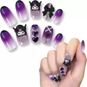 New Sanrio KUROMI Nail Tips Paste and peel 24 sheets per set - Picture 1 of 2