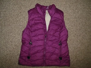 Green Tea Womans Large Purple Fleece Lined Quilted Warm Winter Vest Full Zip - Imagen 1 de 2