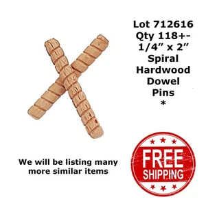 1/4" x 2" SPIRAL HARDWOOD DOWEL PINS (118+-) 712616 - Picture 1 of 2