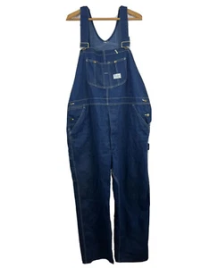 VTG Sears Tradewear Carpenter Overalls Bibs Men 46x30 Blue Perma Press Union USA - Picture 1 of 17