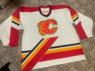 Calgary Flames CCM Maska Air Knit NHL Hockey Jersey Vintage Alternate 1980s L - Image 1 of 4