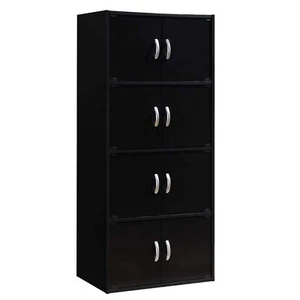 Hodedah 8 Door Enclosed Multipurpose Storage Cabinet for Home and Office, Black - Picture 1 of 6
