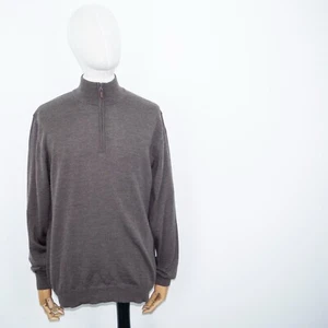 Maglione uomo MORGANO maglia stretta marrone finto collo 1/4 zip marrone merino taglia L - Foto 1 di 9