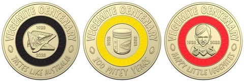 ⭐️ 2023 | Australian $2 COINS | VEGEMITE Mitey set of 3 ⚫🟡🔴 | Circ | Rare🪙 Cover