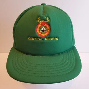 Vintage Trucker Mesh Hat Snapback National Camping School Central Region 80s 90s - Picture 1 of 7