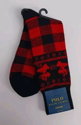 Polo Ralph Lauren Cashmere Holiday/Ciervo 1 Par Calcetín Talla 10-13Talla 6-12.5 $35.00 Foto 1 de 4