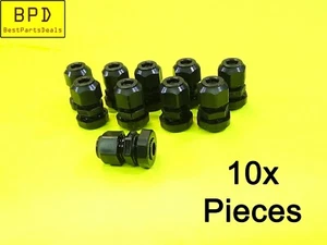 10x HEYCO PG7 Black Watertight Strain Relief IP68 1/2" Nylon Plastic Cable Gland - Picture 1 of 7