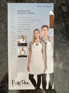 Betty Dain Brooklyn Denim, Delantal Mezcla Algodón, Correas de Cuero Ajustables, Blanco - Imagen 1 de 3