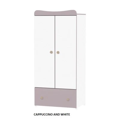 Baby 2 door wardrobe Lorelli Exclusive with one drawer in various colour combos - Image 1 of 4